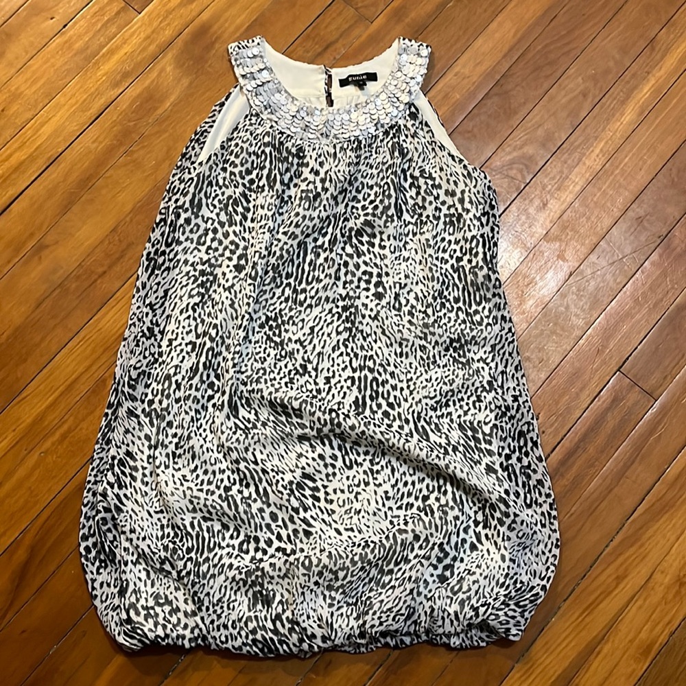 Grey & white cheetah bubble dress